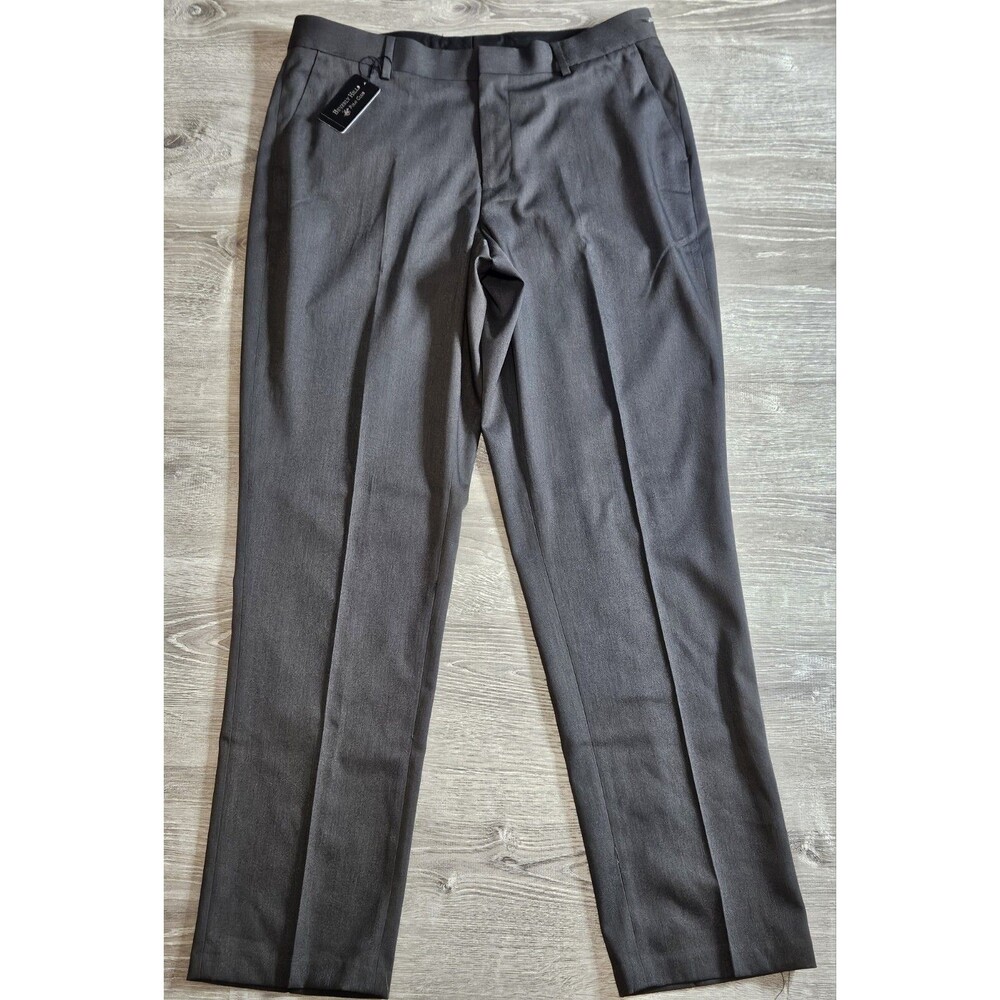 Beverly Hills Polo Club Stretch Slim Fit Flat Front Gray Dress Pants Men's 36x32